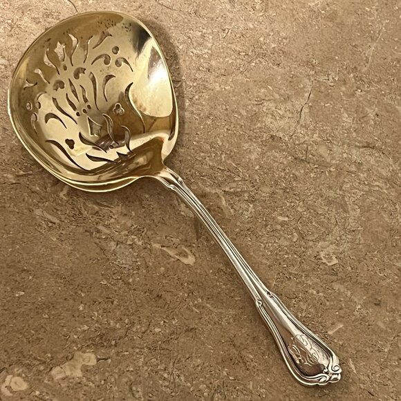 Gorham Norfolk Sterling Silver Confection Spoon Gold Wash c1904 - Picture 1 of 9